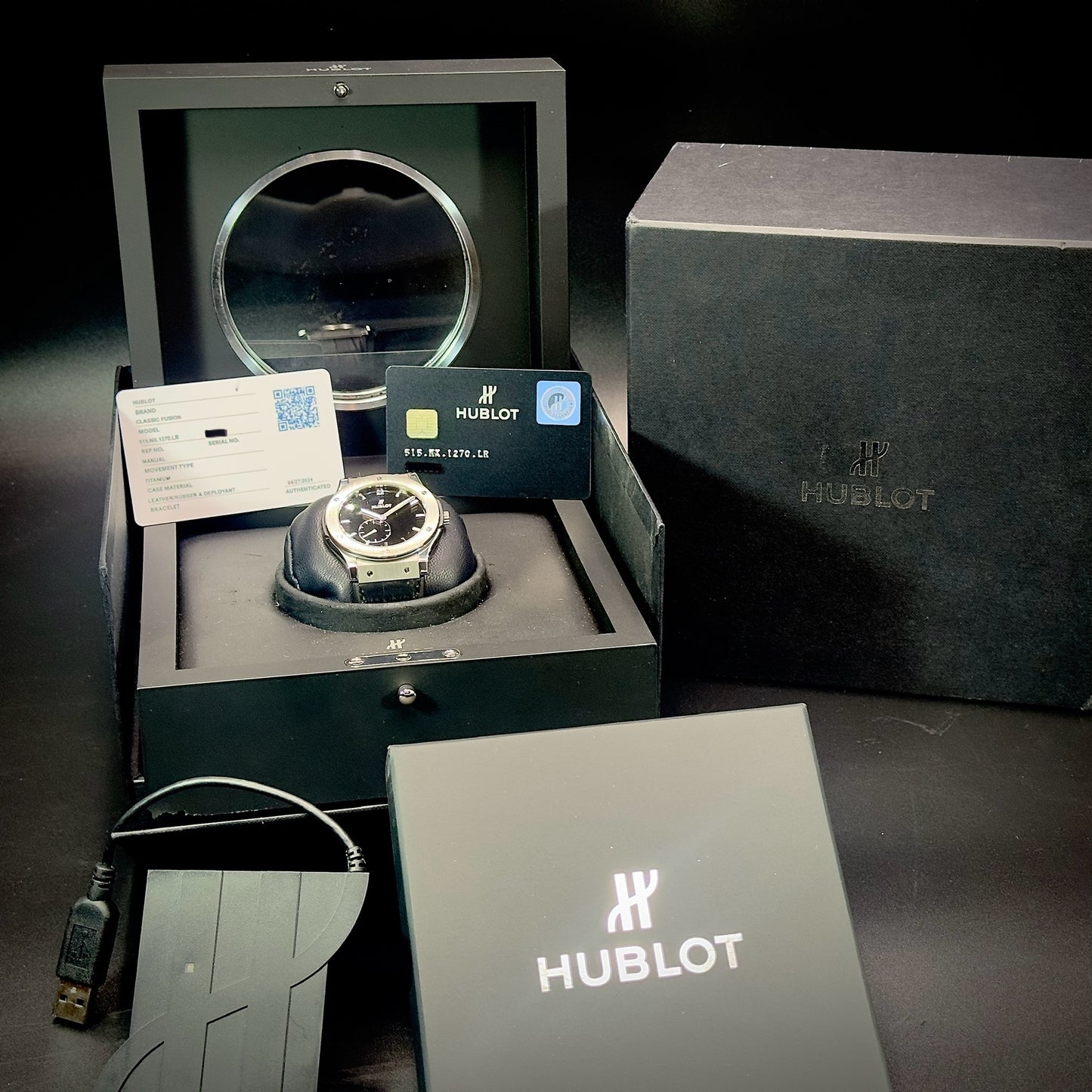 Hublot Classic Fusion Ultra-Thin Titanium Black Croc Strap Watch 515.NX.1270.LR