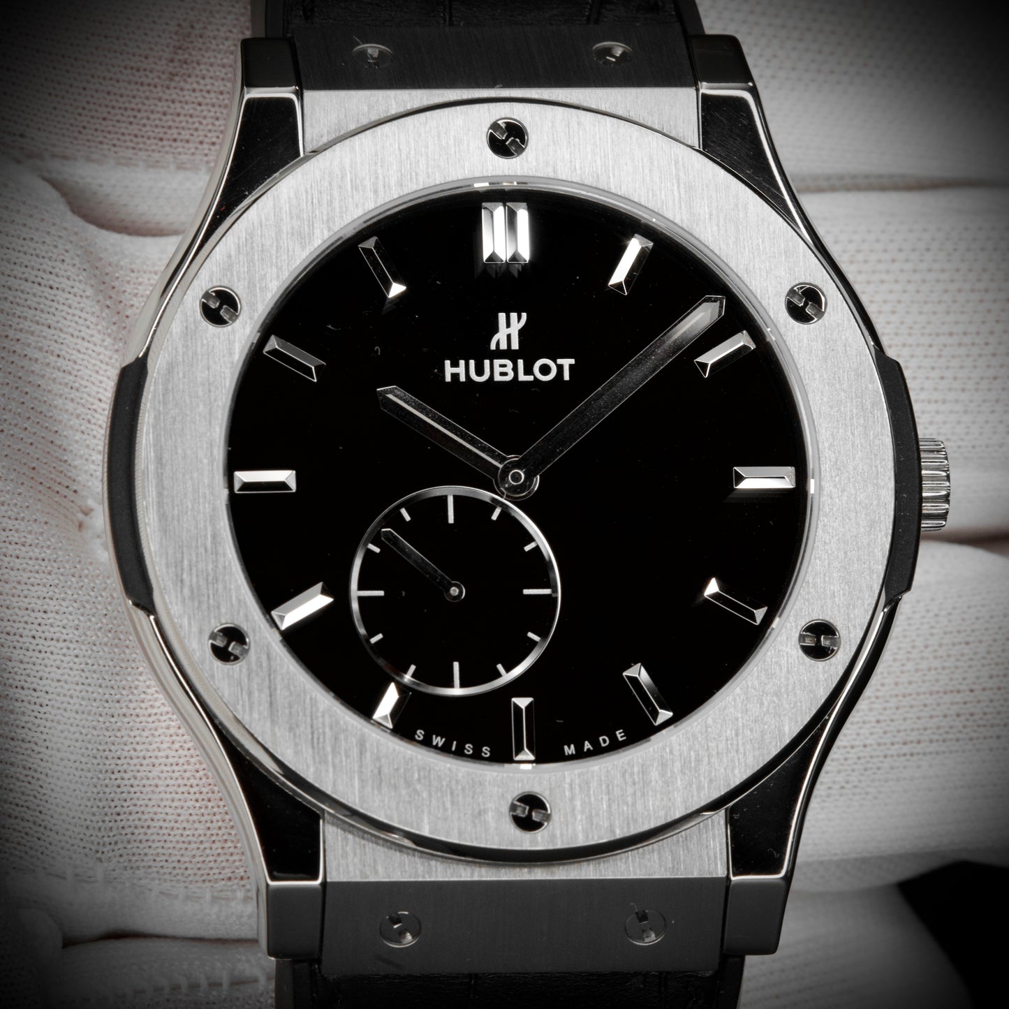 Hublot Classic Fusion Ultra-Thin Titanium Black Croc Strap Watch 515.NX.1270.LR