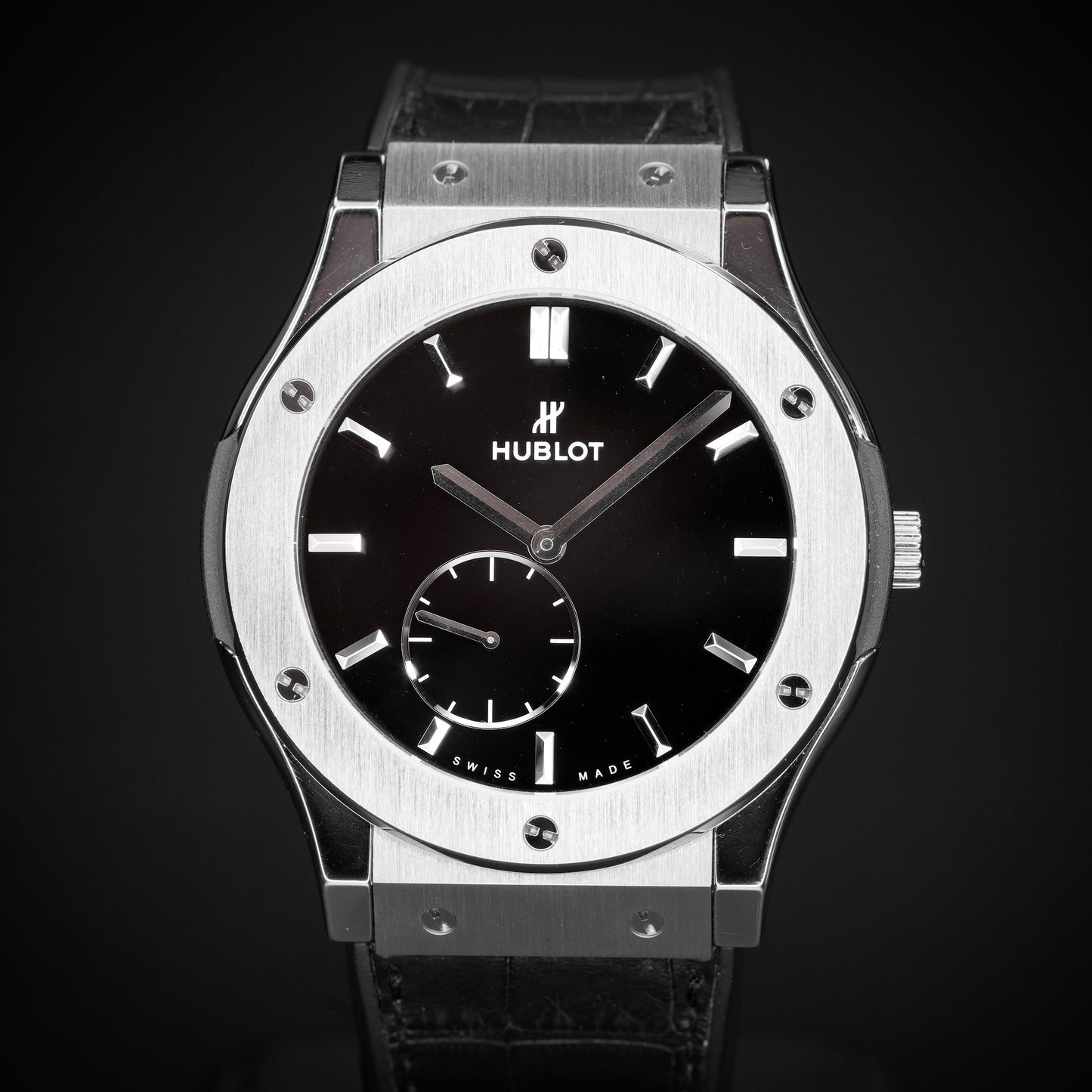 Hublot Classic Fusion Ultra-Thin Titanium Black Croc Strap Watch 515.NX.1270.LR