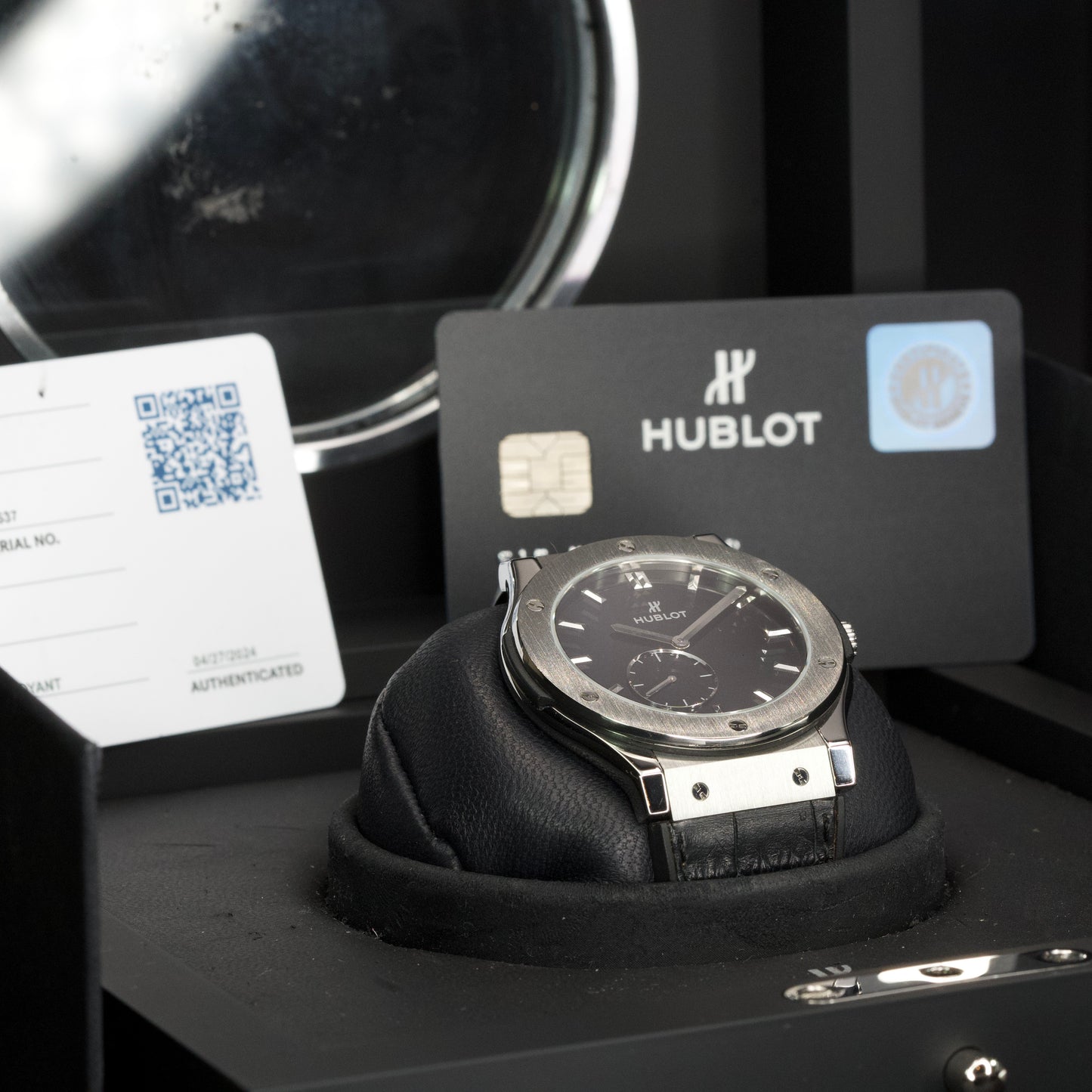 Hublot Classic Fusion Ultra-Thin Titanium Black Croc Strap Watch 515.NX.1270.LR