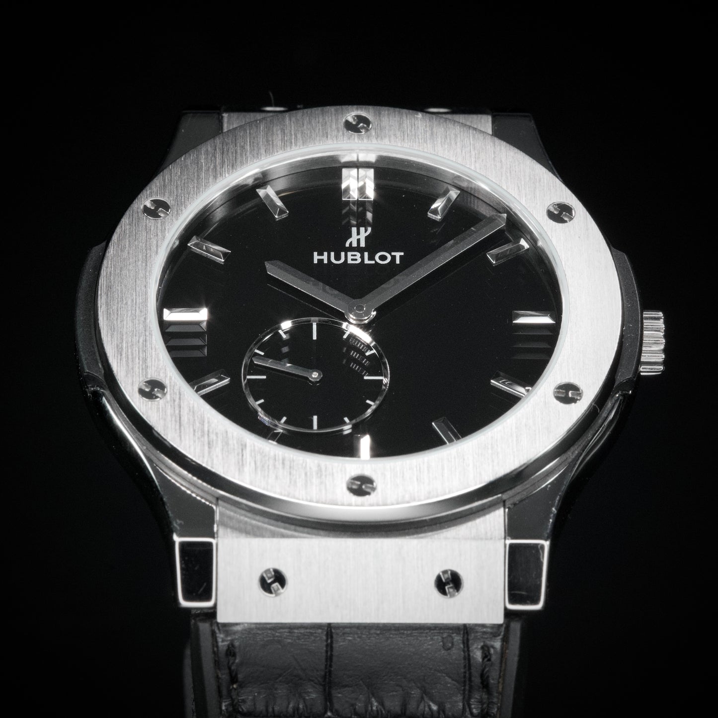 Hublot Classic Fusion Ultra-Thin Titanium Black Croc Strap Watch 515.NX.1270.LR